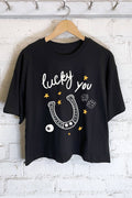 Lucky You Horseshoe Graphic Long Crop Top