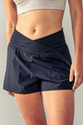 Crossover Waist Athletic Yoga Shorts