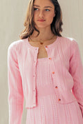 Pointelle Knit Button-Front Cardigan