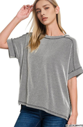...Short Sleeve Side Slit Hi Low Hem Tee