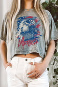 Merica Eagle Mineral Graphic Long Crop Top