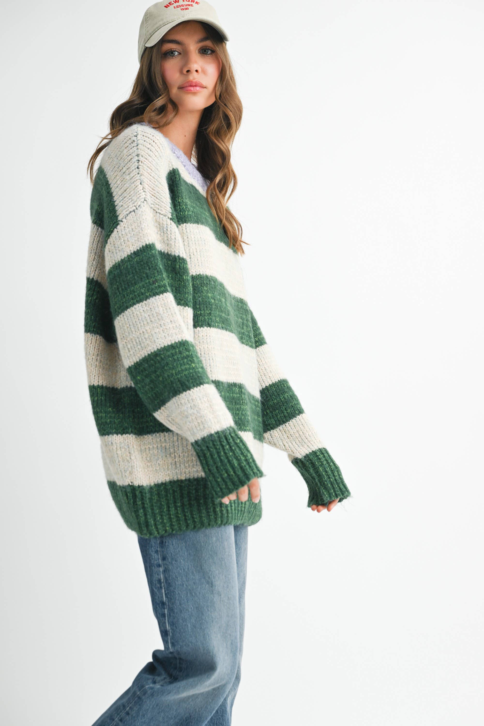 *Small Only* 3288GK Oversized Striped Sweater