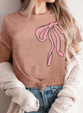 Pink Ribbon Bow Graphic T Shirts