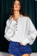 IT2063 Washed French Terry Collared Crop Top