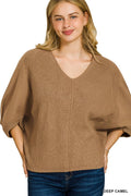 1006 Viscose V Neck Dolman Sweater SI-28880