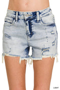 0225 Distressed Hem Denim Shorts SI-29136