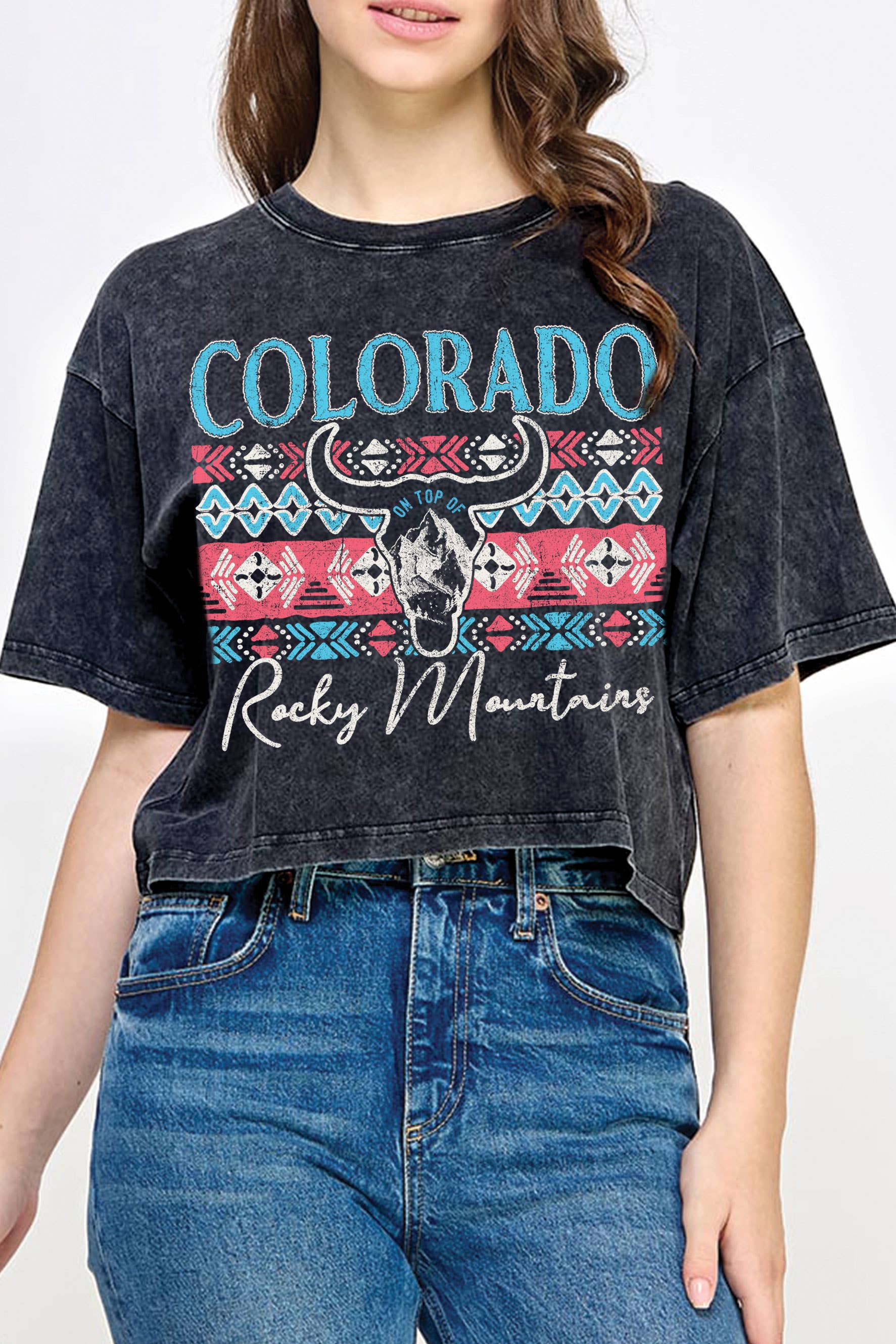 Colorado Rocky Mountains Mineral Graphic Long Crop Top