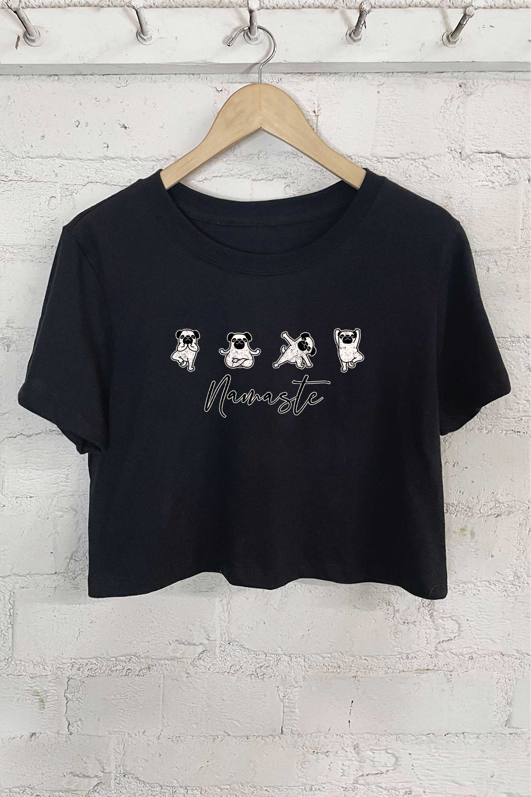 Namaste Yoga Dog Graphic Short Crop Top