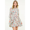 Long Sleeve Button Front Floral Dress