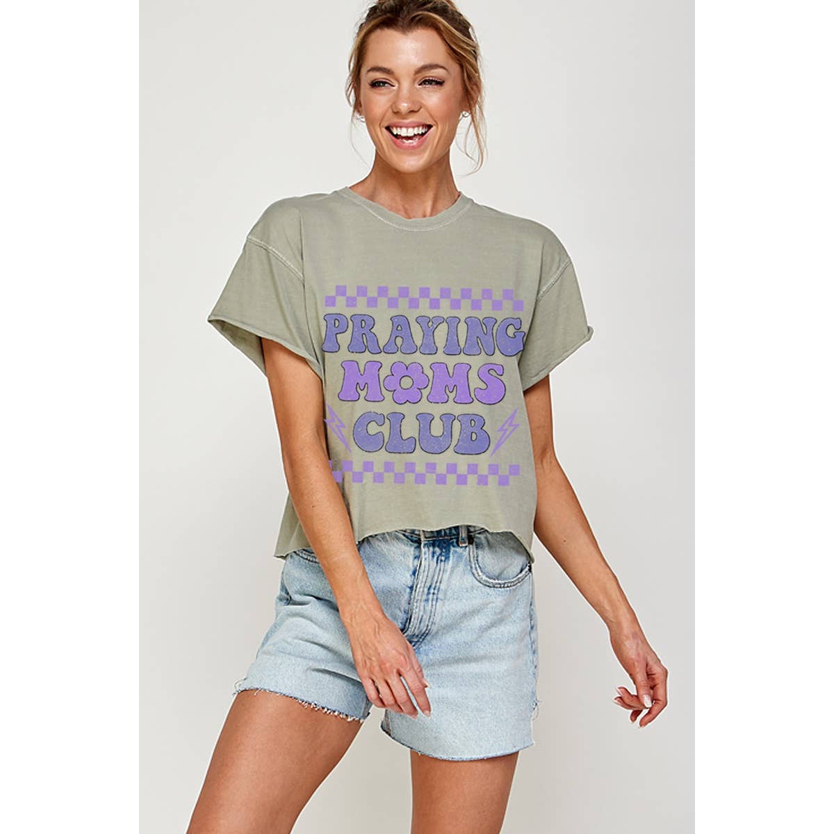 Praying Mama Club Vintage Graphic Crop Top