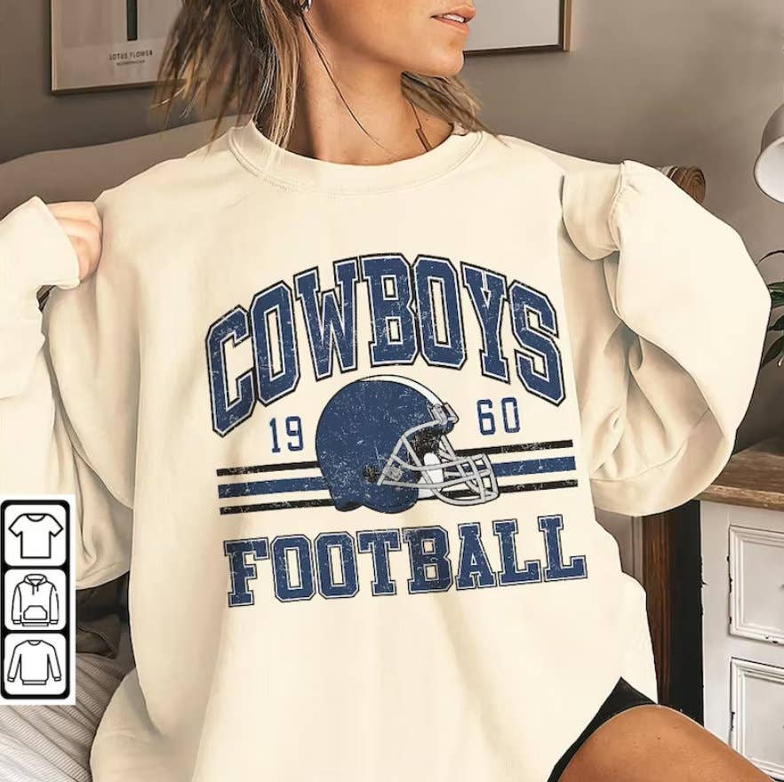 Cowboys Football Vintage Sweatshirt – Retro 90s Style Unisex