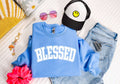 Christian Blessed Pastel Blue Spring Graphic Sweatshirt