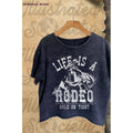 Life Is A Rodeo Vintage Graphic Mineral Wash Crop Top