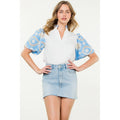 Embroidered Deatil Sleeve Poplin Top