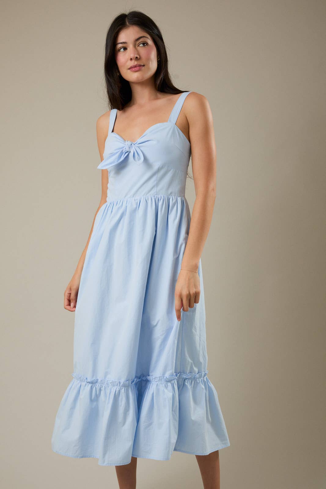Sleeveless Front Tied Fit and Flare Midi Dress