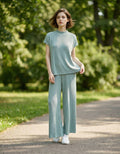 ....Raised Rib Short Sleeve Tee & Pants 2PC Set SI-28422