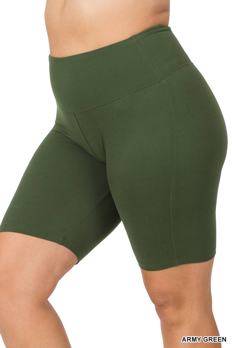 .SI-22356 Plus Brushed Microfiber Wide Waistband Biker Shorts