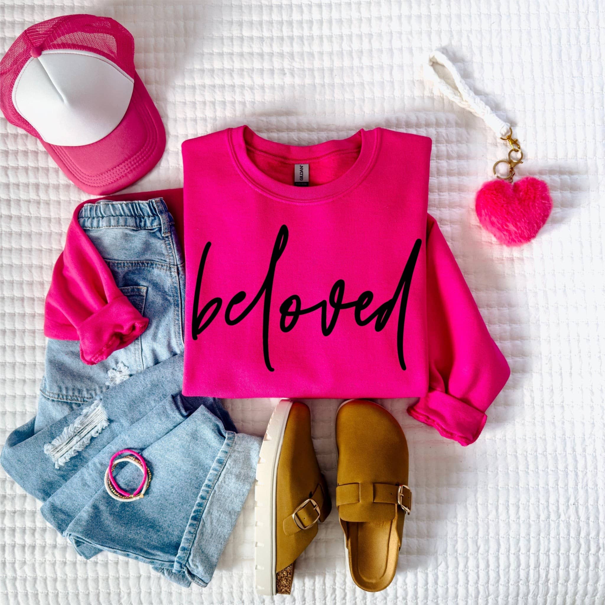 New Beloved Pink Christian Spring Graphic Sweatshirt