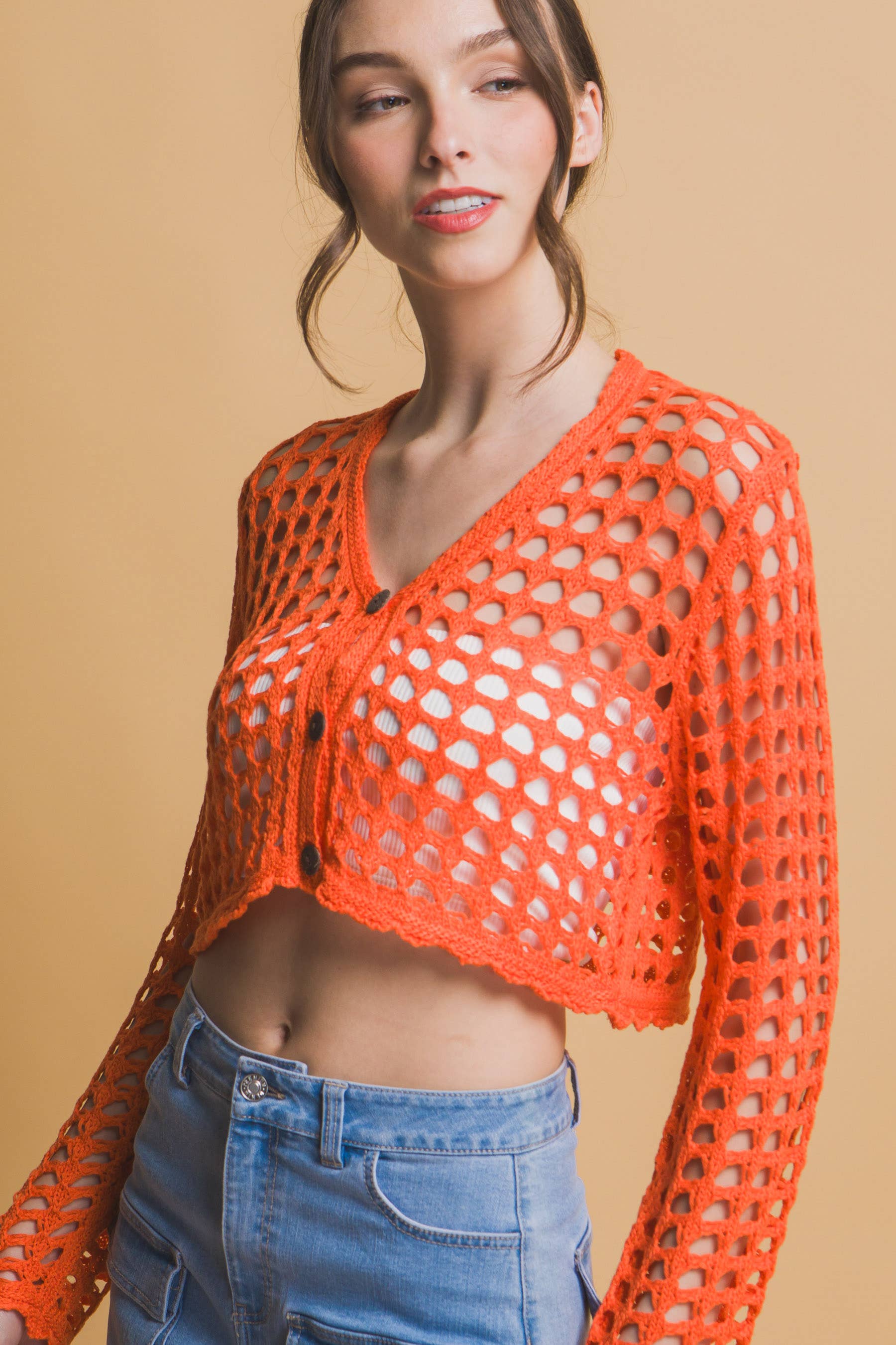 0916 V- Neck Mesh Top SI-27423