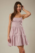 Shoulder Strap Fit & Flare Tiered Mini Dress