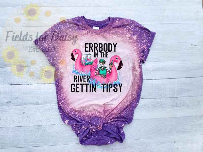 Everybody Gettin' Tipsy On the River Bleached T-Shirt