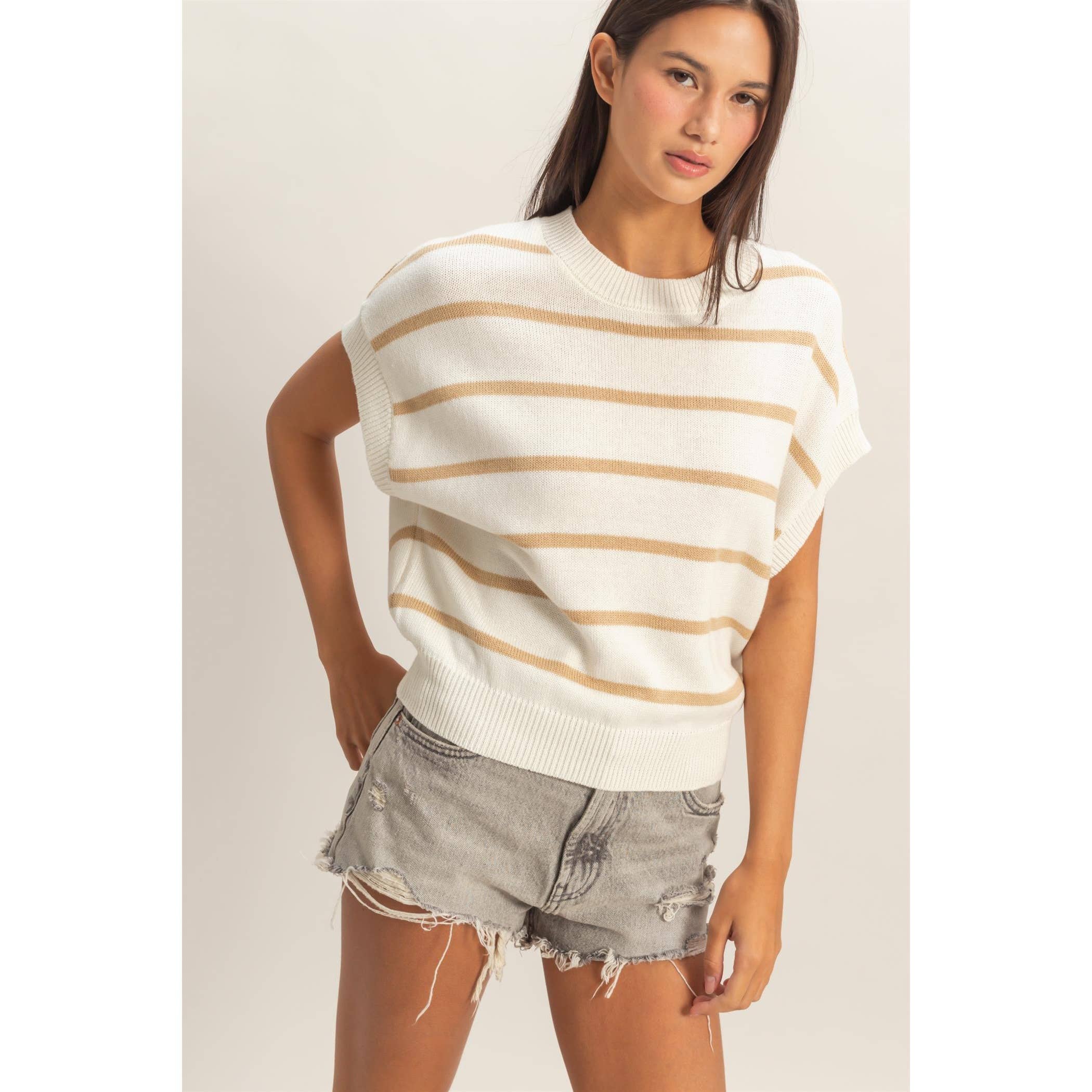 Striped Crew Neck Knit Top