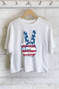 America Flag Peace Graphic Long Crop Top