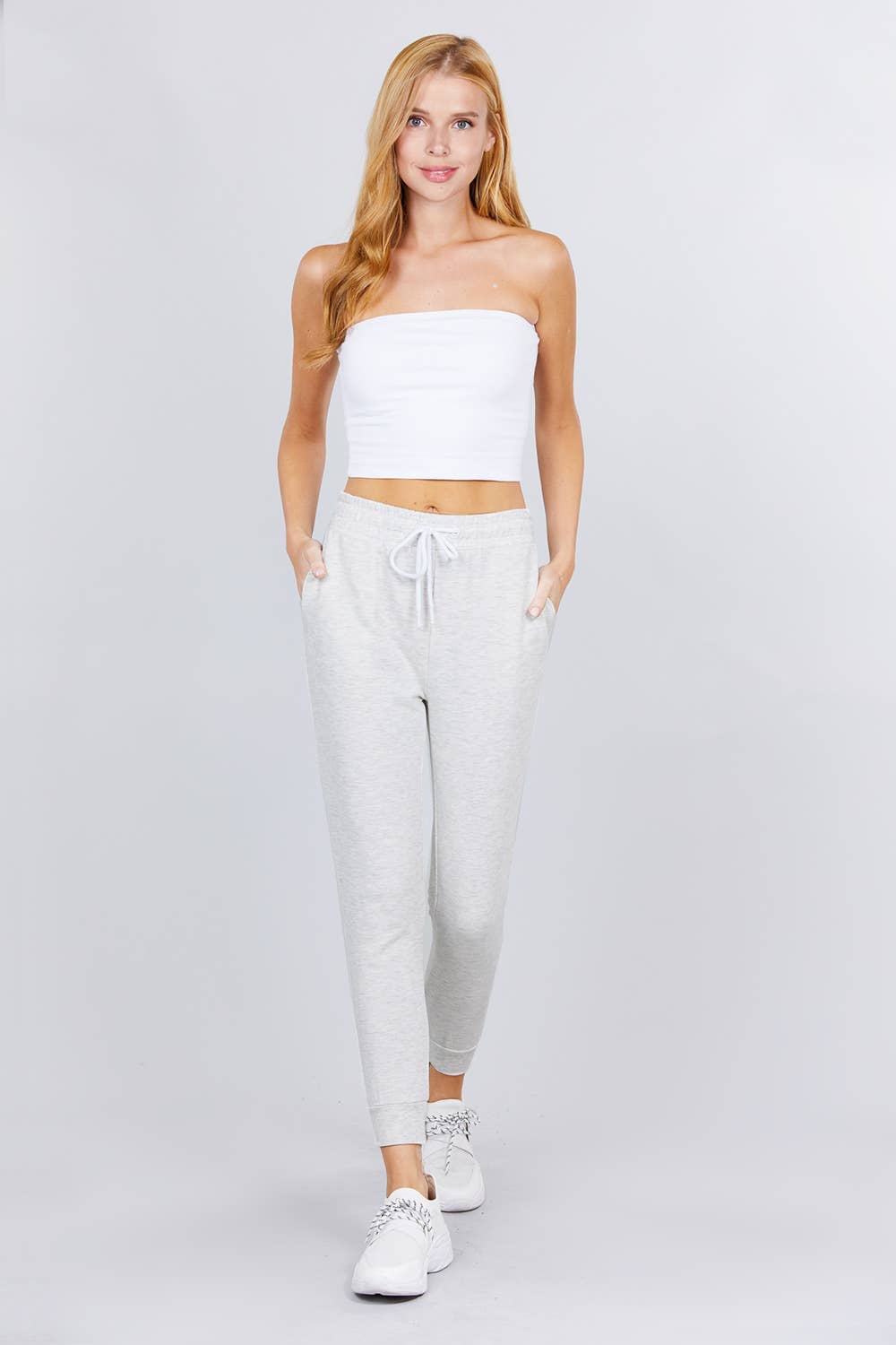 French Terry Fitted Jogger Pants w/ Pockets