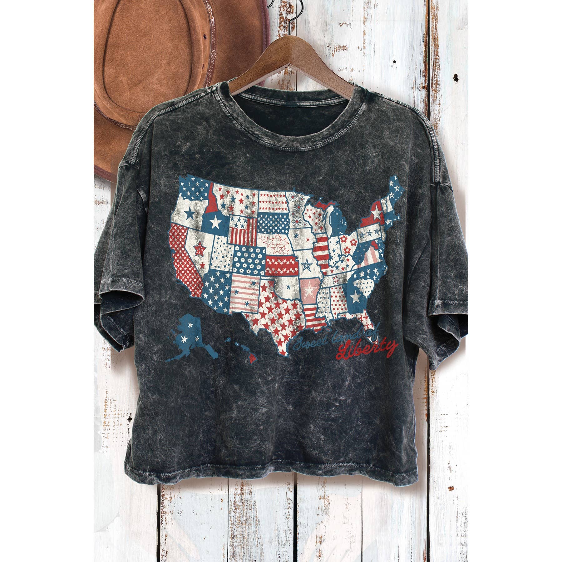 Sweet Land of Liberty America Mineral Wash Crop Top