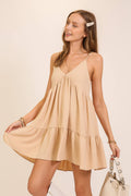 .0120 Airflow Tiered  Babydoll Pink Dress SI-29395