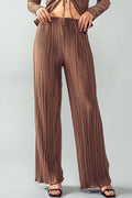 Shimmer Pleated Wide Leg Elastic Waist Pants