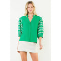 Embroidery Detail Puff Sleeve Button Down Top