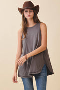 8589HN Flowy Raw Edge Tank Top