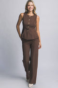 .Peplum Top & Wide Leg Trouser Pants
