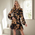 .0825 Fall Print Premium Button Down Dress SI-28659