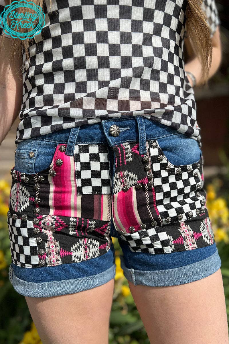 Patched Up Shorts - Checked