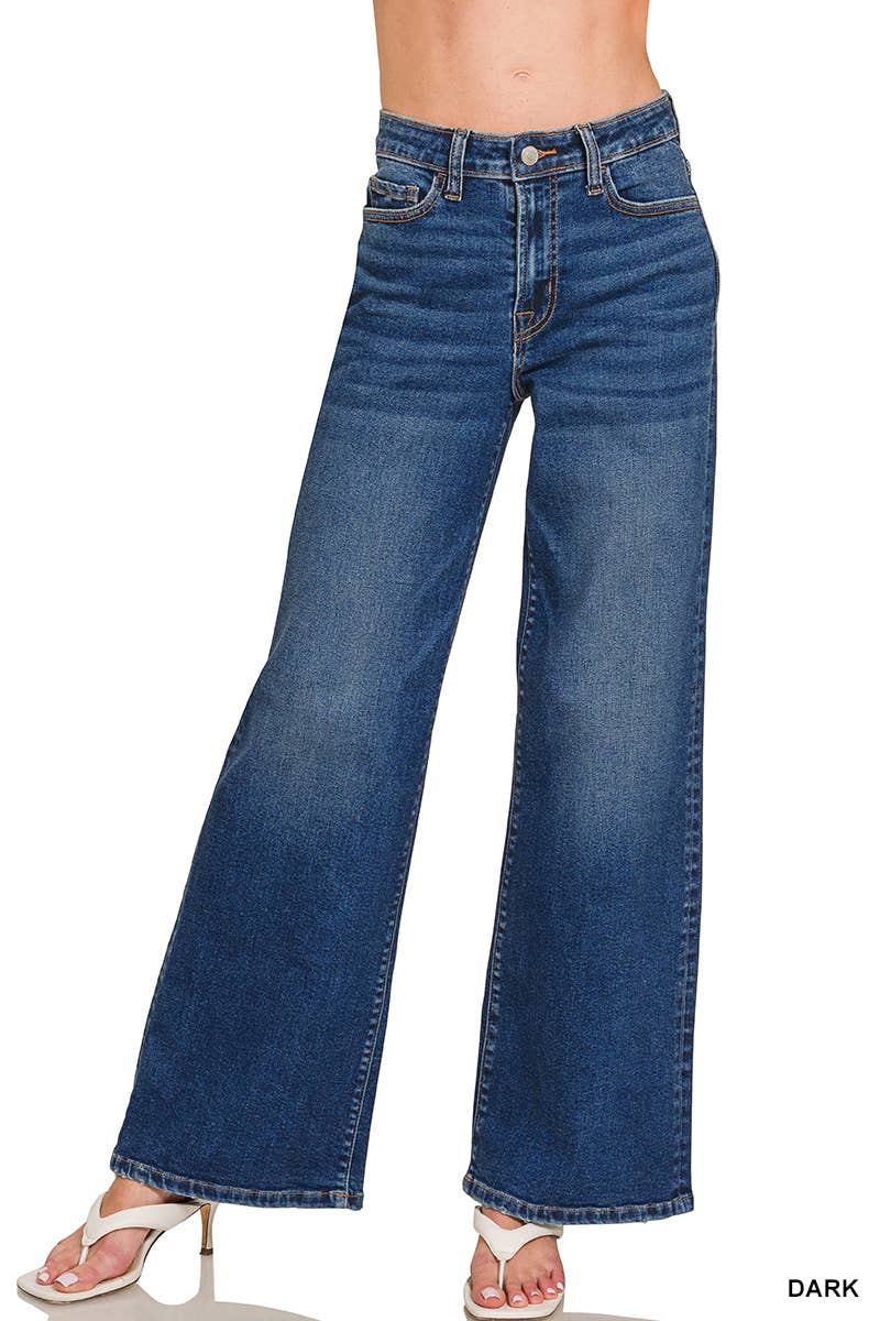 0225 Dark Wash Wide Leg Denim Pants SI-28581