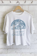Moonlight California Palm Tree Graphic Long Crop Top