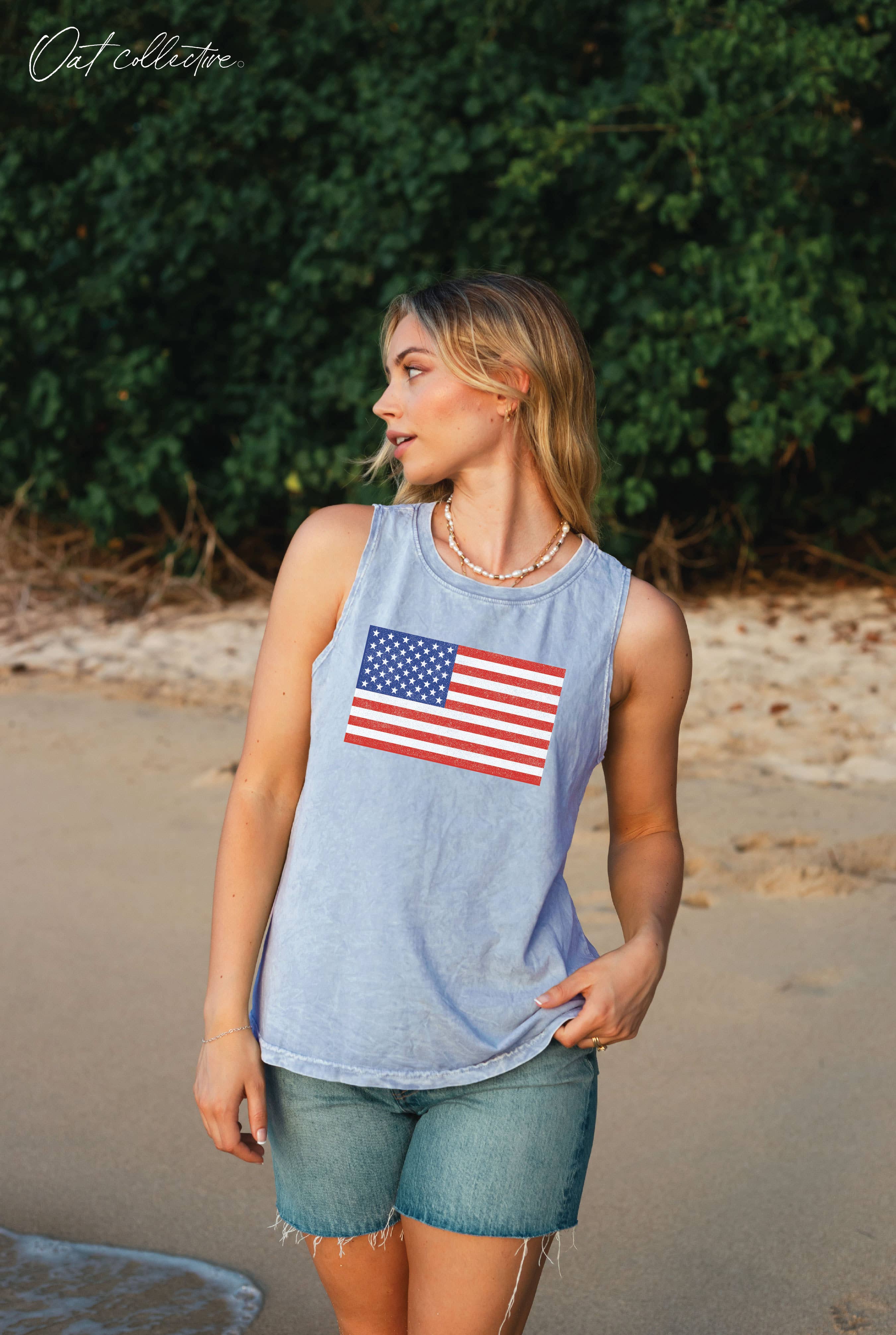 USA Flag Mineral Graphic Tank Top