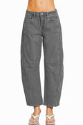 ,..High Rise Barrel Denim Jeans