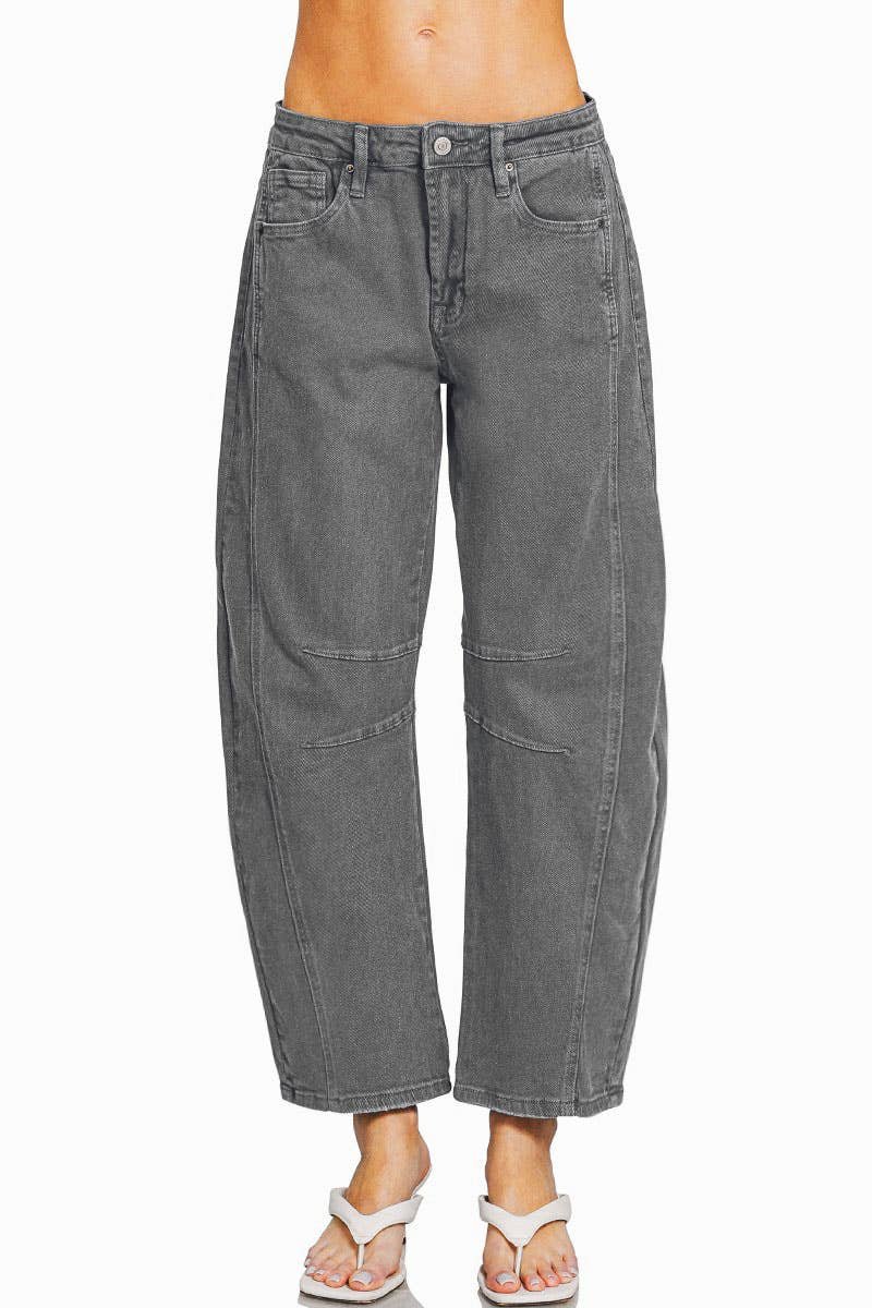 ,..High Rise Barrel Denim Jeans