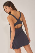 ID4336 Cutout Back Sporty Dress Built-in Shorts