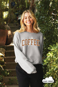 Coffee Puff Mid Cropped Graphic Sweatshirt