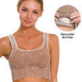 `SI-25516 Washed Rib Square Neck Crop Tank Top