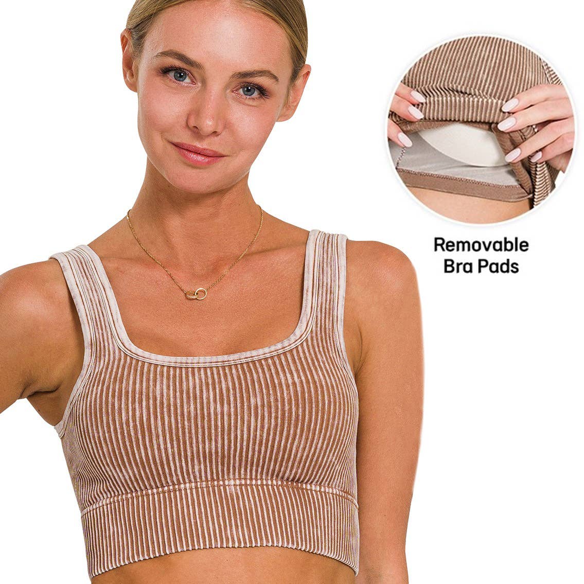 `SI-25516 Washed Rib Square Neck Crop Tank Top