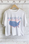 America the Beautiful Star Map Graphic Long Crop Top