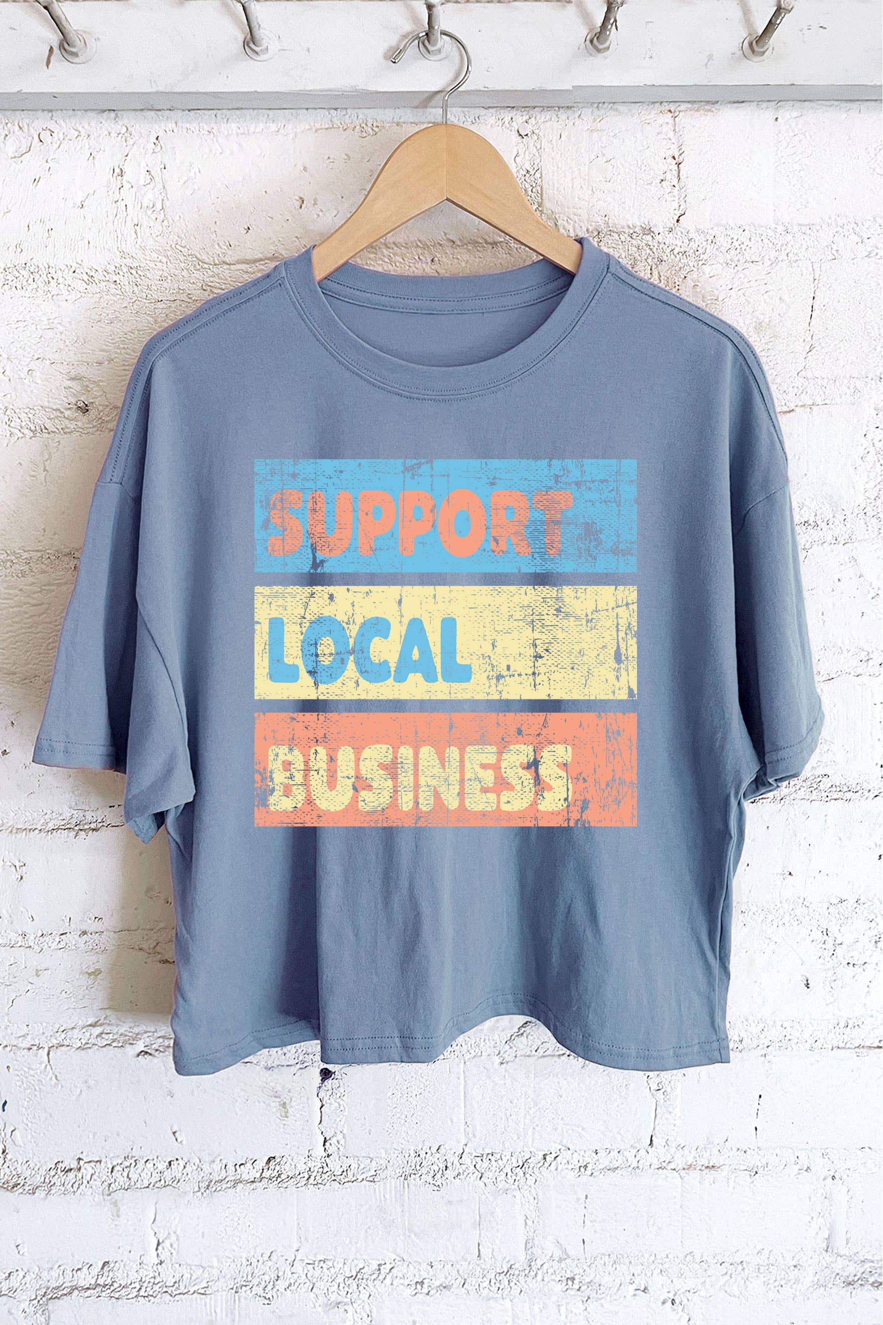 Support Local Business Graphic Long Crop Top