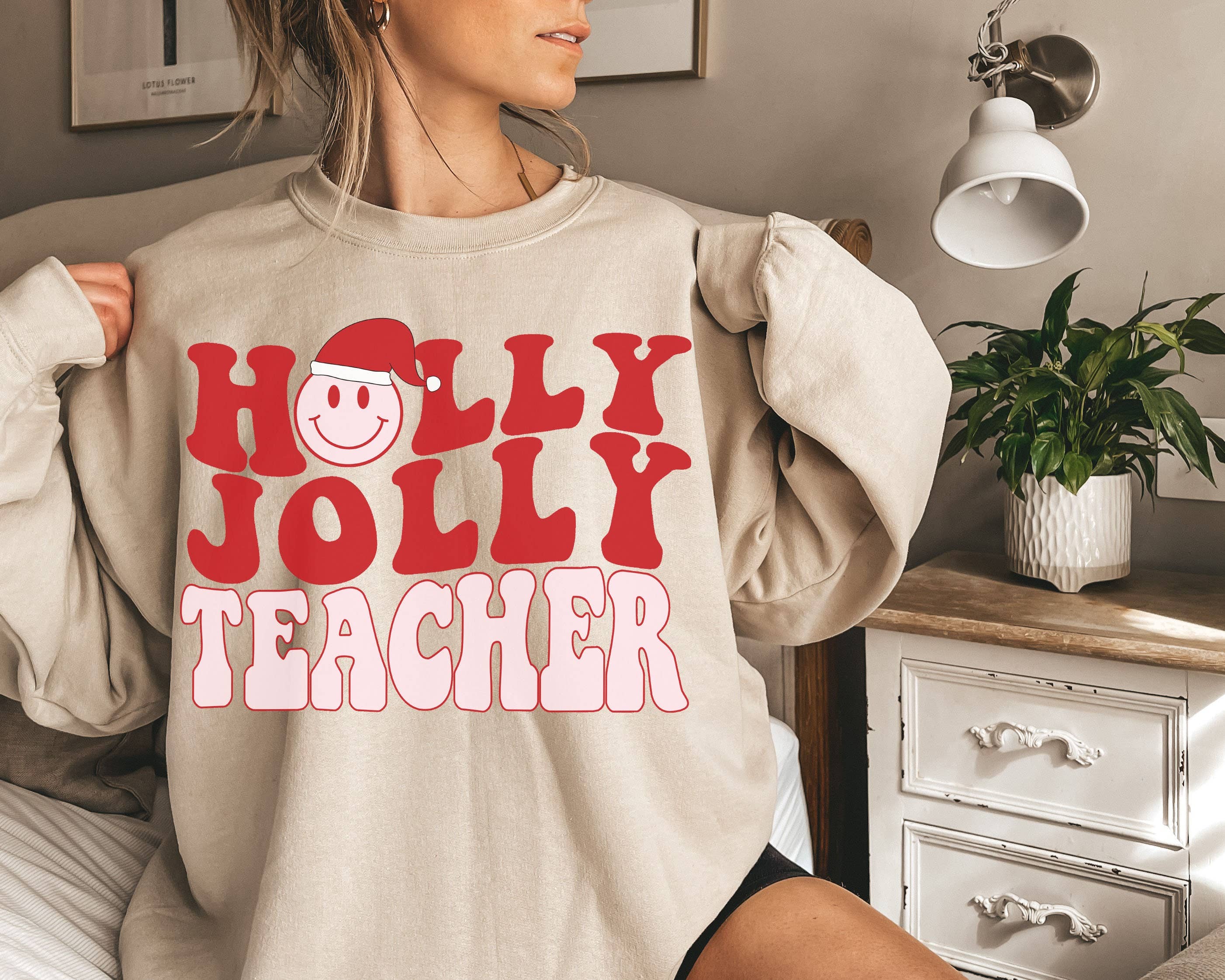 Holly Jolly Teacher Christmas Sweatshirt- Cute & Festive