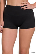 0827 Brushed Microfiber Wide Waistband Biker Shorts  SI-24923