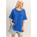 Oversized Short Sleeve Round Neck Pocket Knit Top